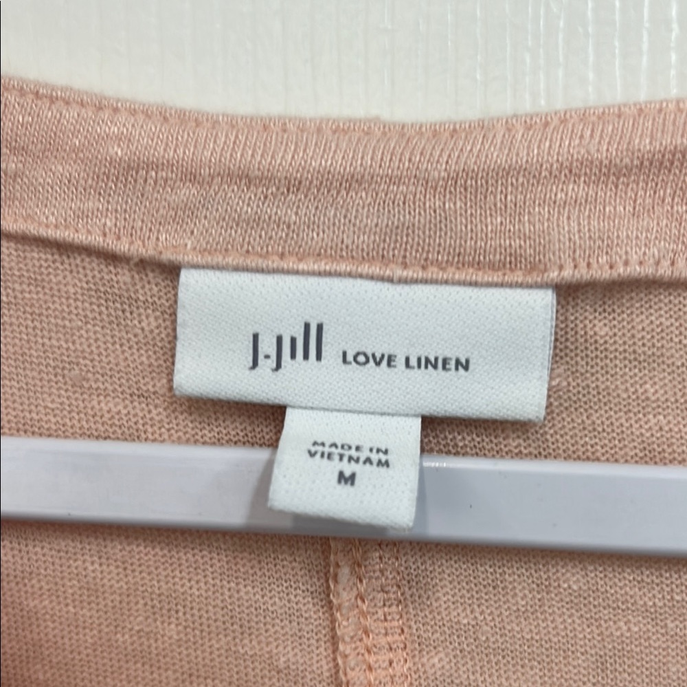 J. Jill Pink Short Sleeve Linen Top Size Medium - Picture 2 of 7